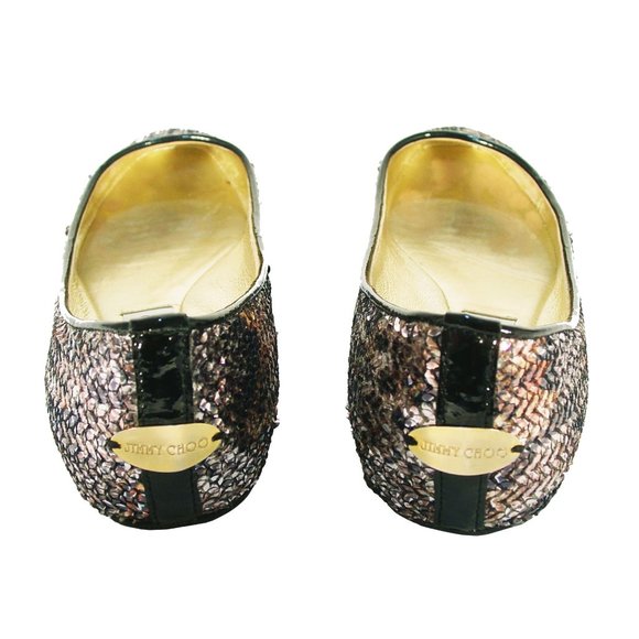 JIMMY CHOO Snake Print Silver Sequin Ballet Flats EU 35.5/ US 5.5 - Picture 4 of 9